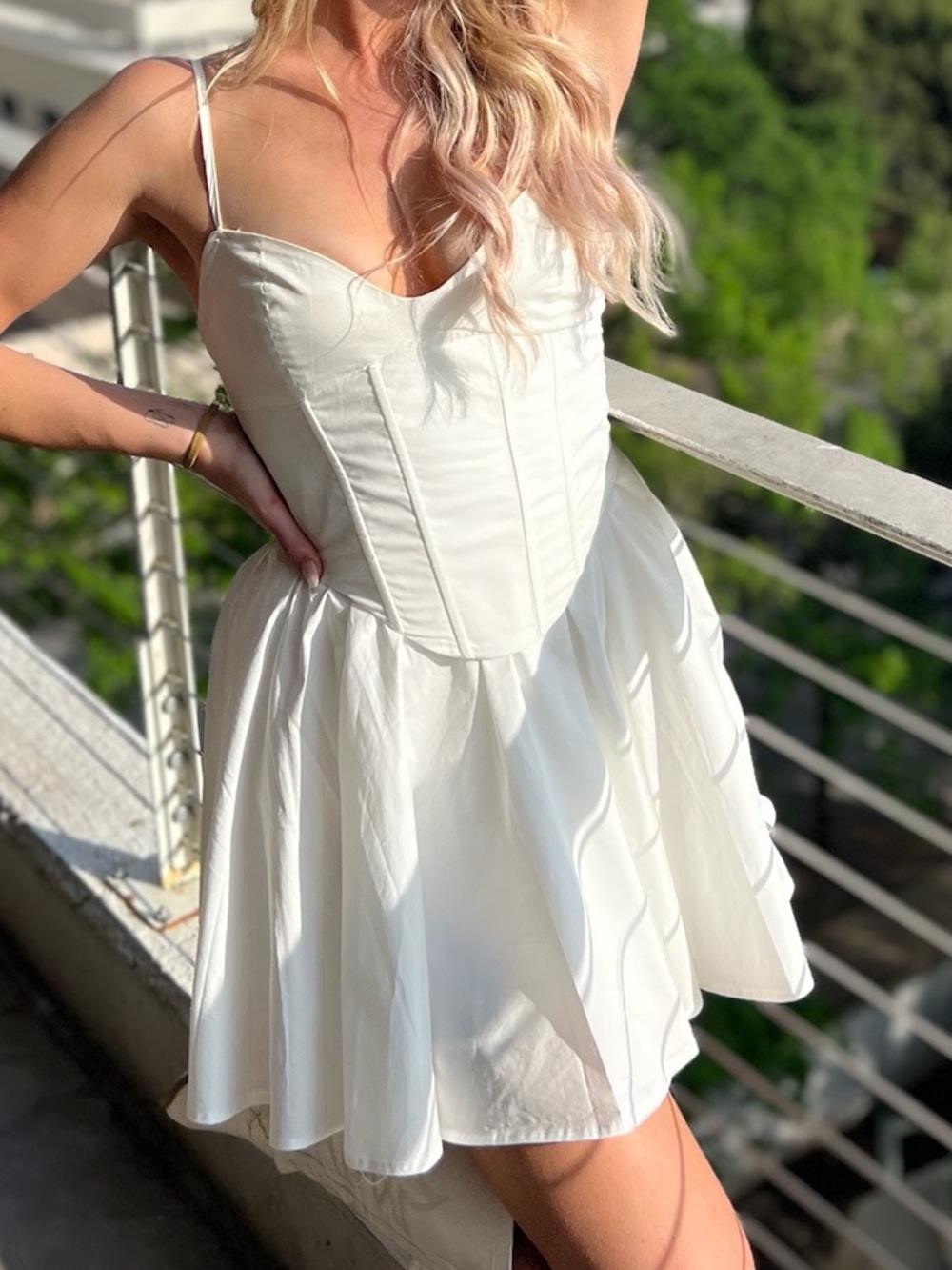 Babyboo White Corset Corset Bustier Lace Up Back Mini Dress Size M
